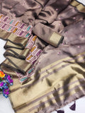 Ethnic Motifs Zari Woven Design Banarasi Saree