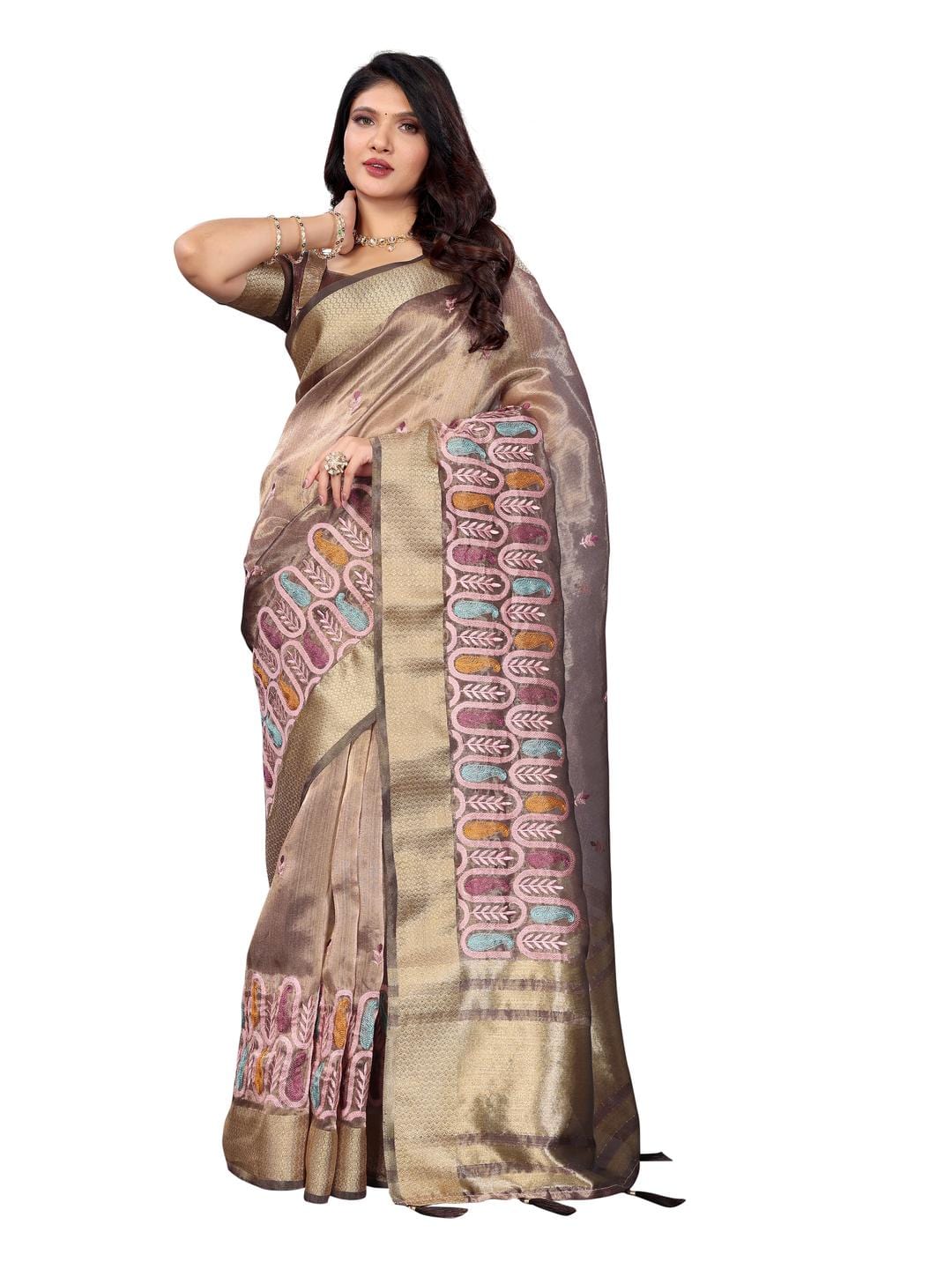 Ethnic Motifs Zari Woven Design Banarasi Saree