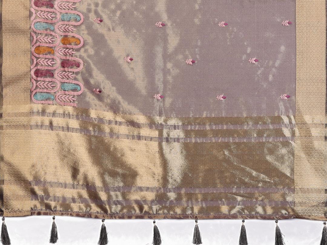 Ethnic Motifs Zari Woven Design Banarasi Saree