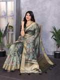 Ethnic Motifs Zari Woven Design Banarasi Saree