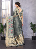 Ethnic Motifs Zari Woven Design Banarasi Saree