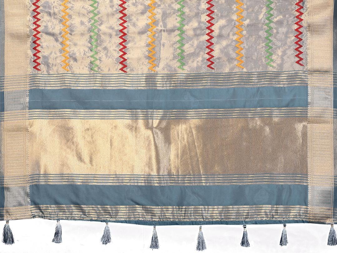 Ethnic Motifs Zari Woven Design Banarasi Saree