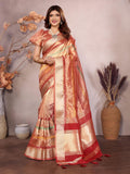 Ethnic Motifs Zari Woven Design Banarasi Saree