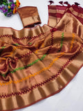 Ethnic Motifs Zari Woven Design Banarasi Saree