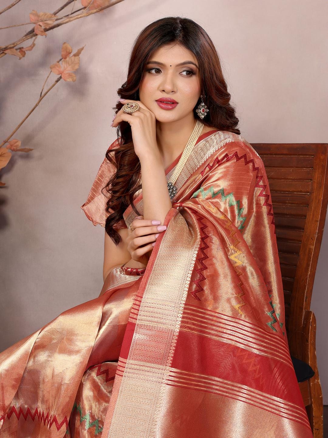 Ethnic Motifs Zari Woven Design Banarasi Saree