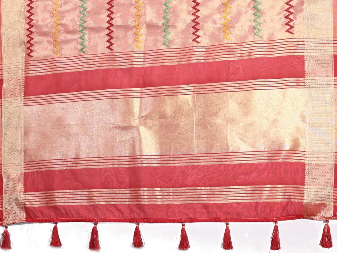 Ethnic Motifs Zari Woven Design Banarasi Saree