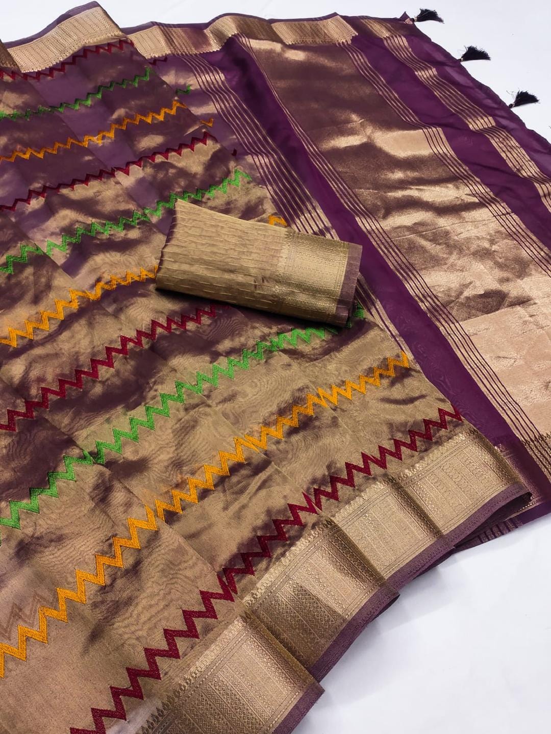 Ethnic Motifs Zari Woven Design Banarasi Saree