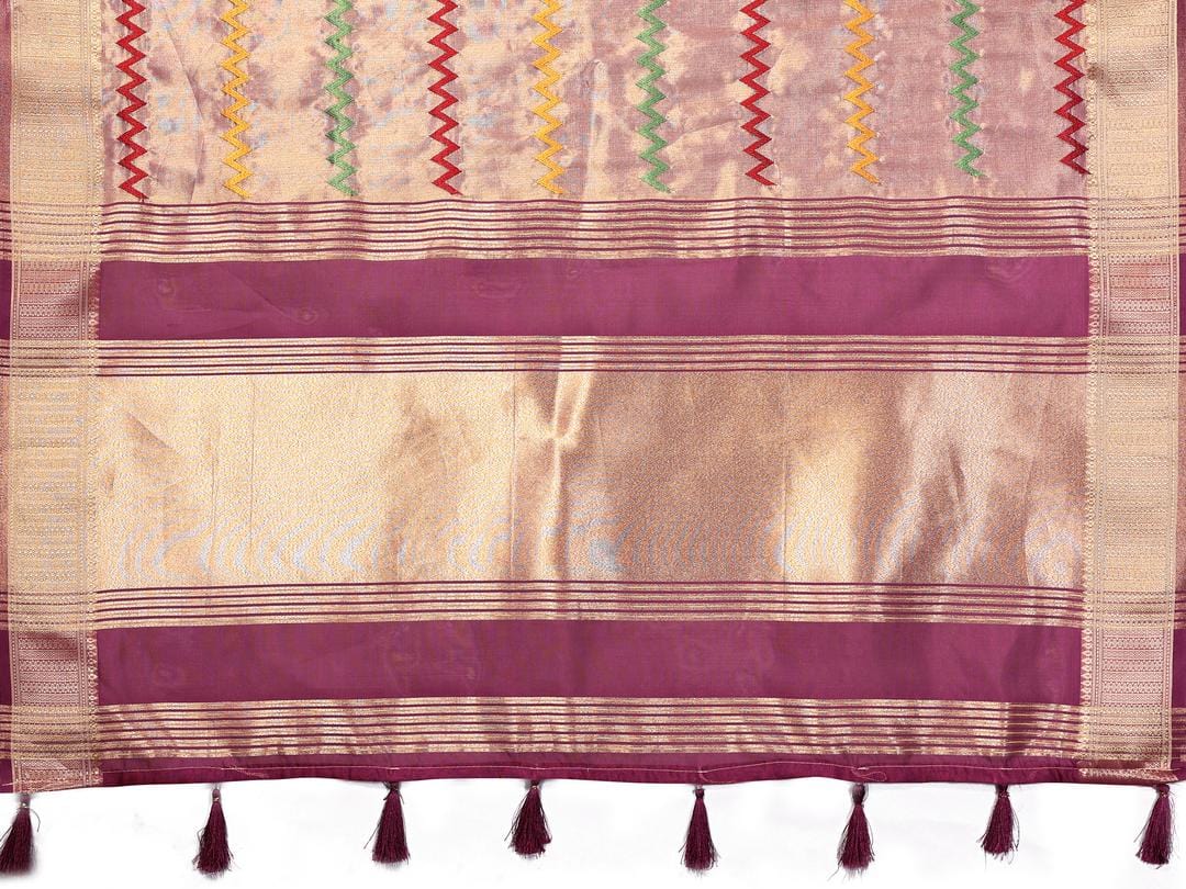 Ethnic Motifs Zari Woven Design Banarasi Saree