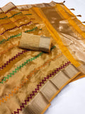 Ethnic Motifs Zari Woven Design Banarasi Saree