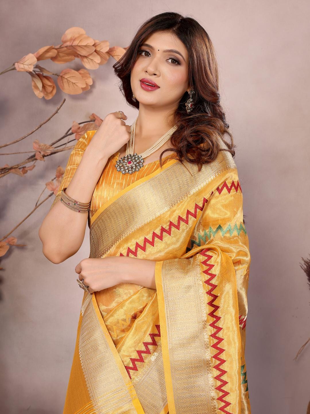 Ethnic Motifs Zari Woven Design Banarasi Saree