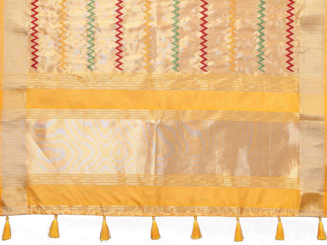 Ethnic Motifs Zari Woven Design Banarasi Saree