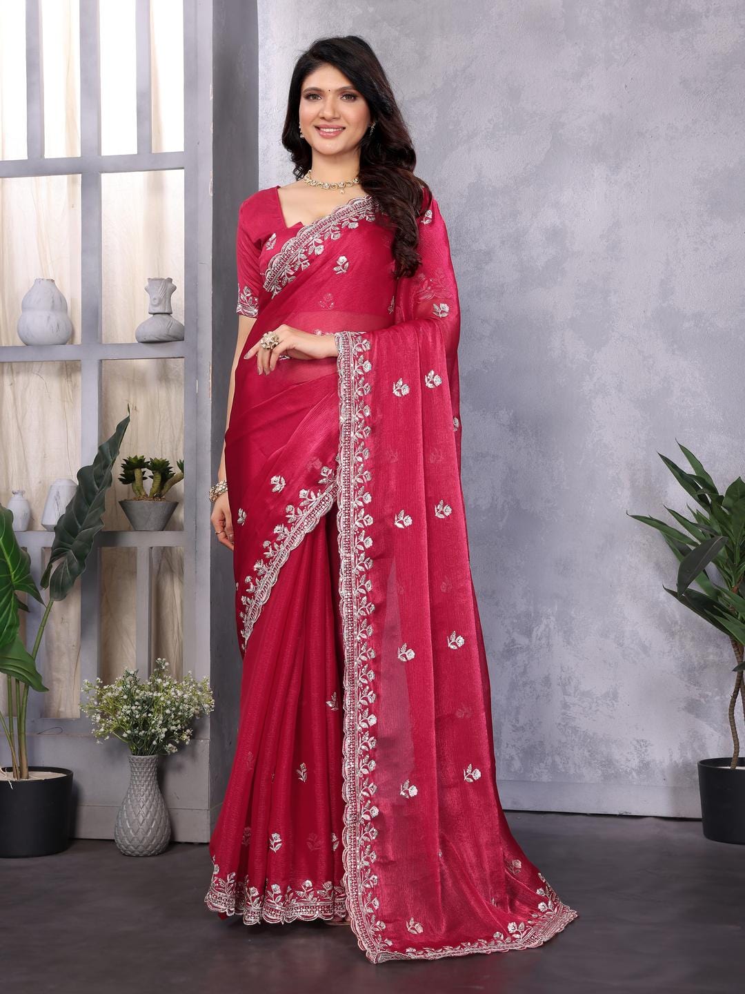 Ethnic Motifs Zari Woven Design Banarasi Saree