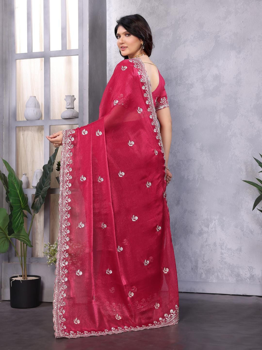 Ethnic Motifs Zari Woven Design Banarasi Saree