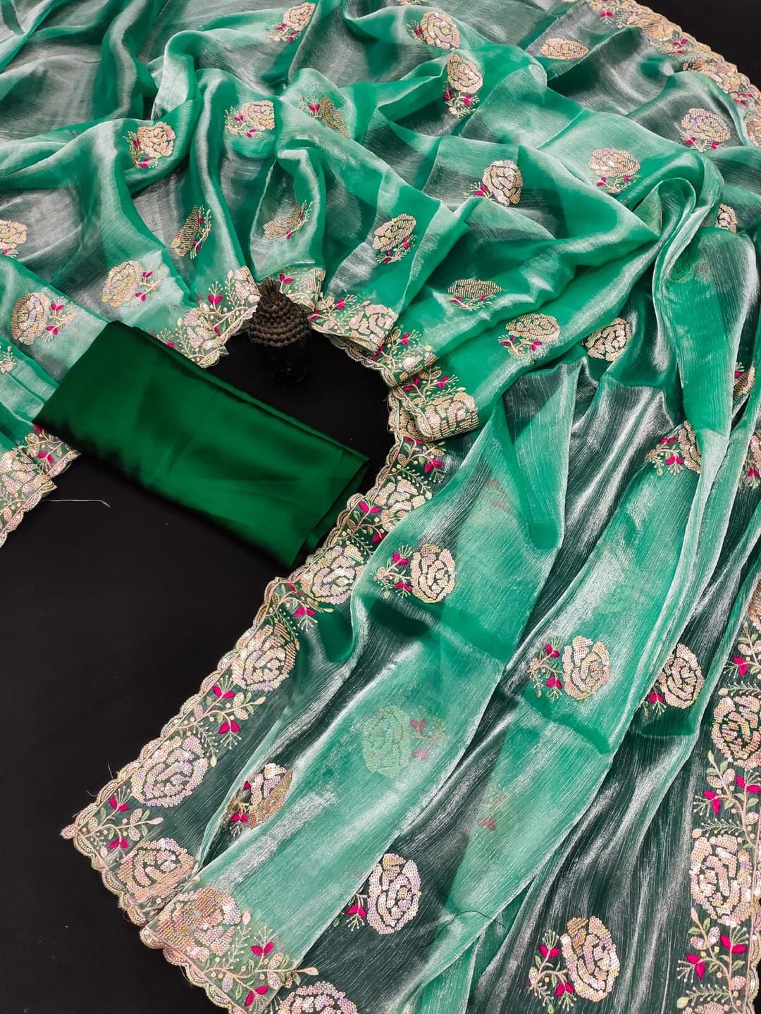 Ethnic Motifs Zari Woven Design Banarasi Saree