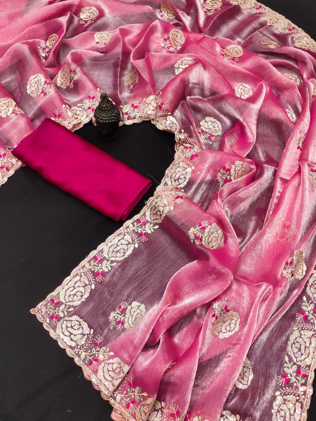 Ethnic Motifs Zari Woven Design Banarasi Saree