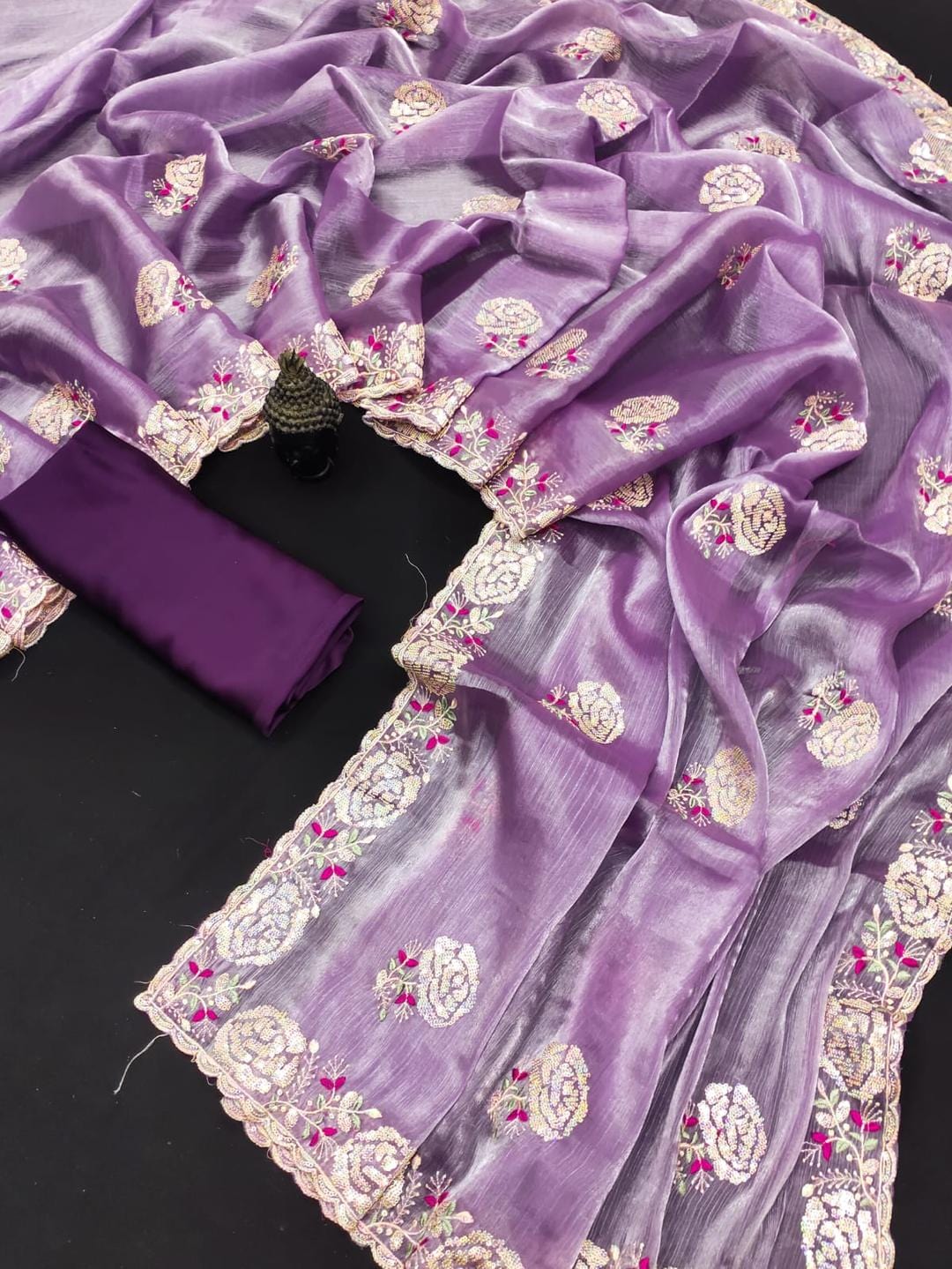 Ethnic Motifs Zari Woven Design Banarasi Saree