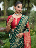 Varanga Women Woven Design Zari Silk Blend Banarasi Saree
