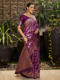 Varanga Women Woven Design Zari Silk Blend Banarasi Saree