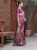 Varanga Purple Cotton Blend Banarasi Saree