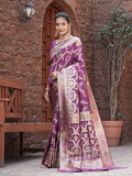 Varanga Purple Cotton Blend Banarasi Saree