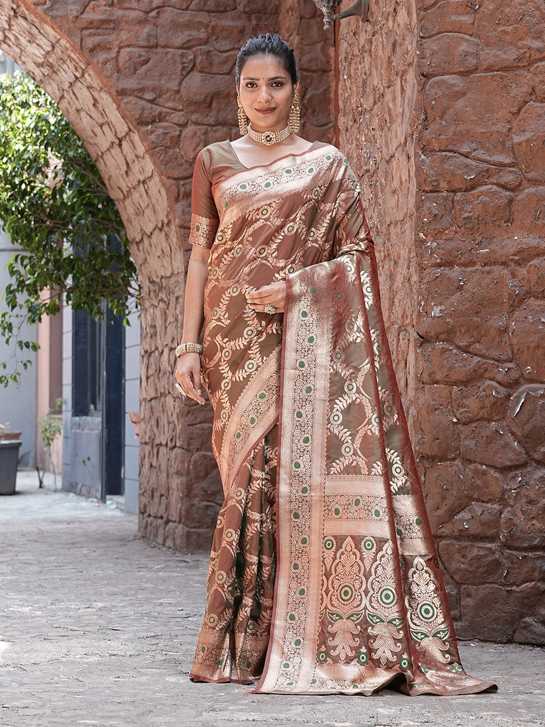 Varanga Multi Cotton Blend Banarasi Saree