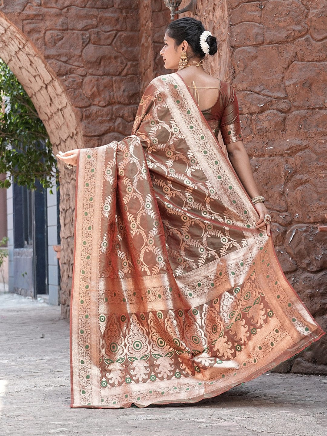 Varanga Multi Cotton Blend Banarasi Saree