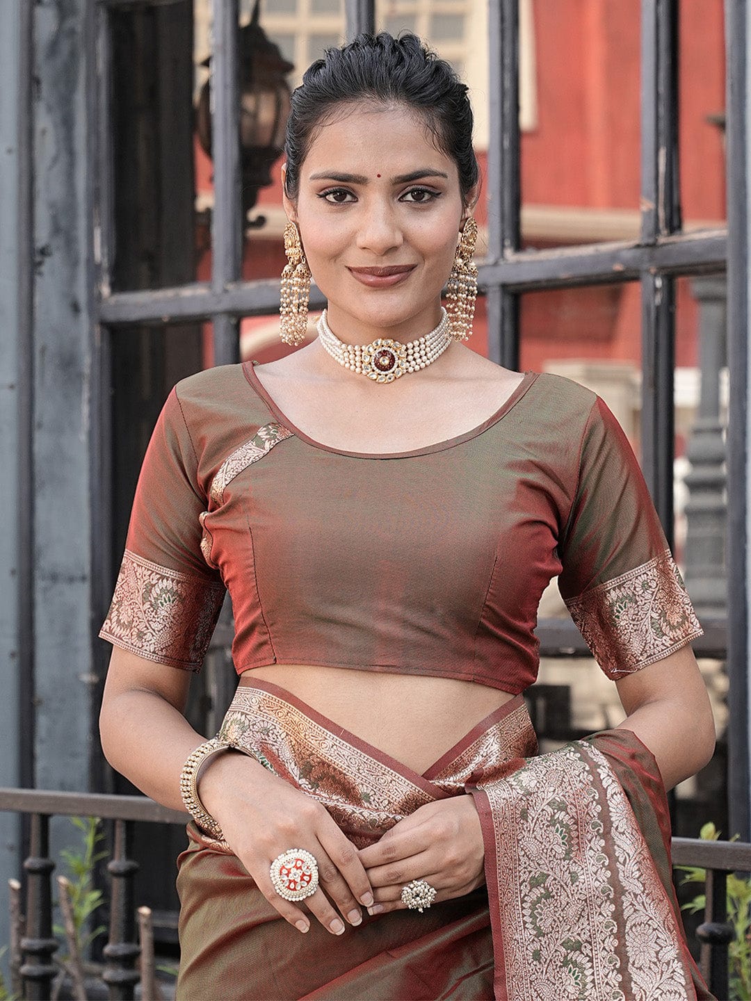 Varanga Multi Cotton Blend Banarasi Saree