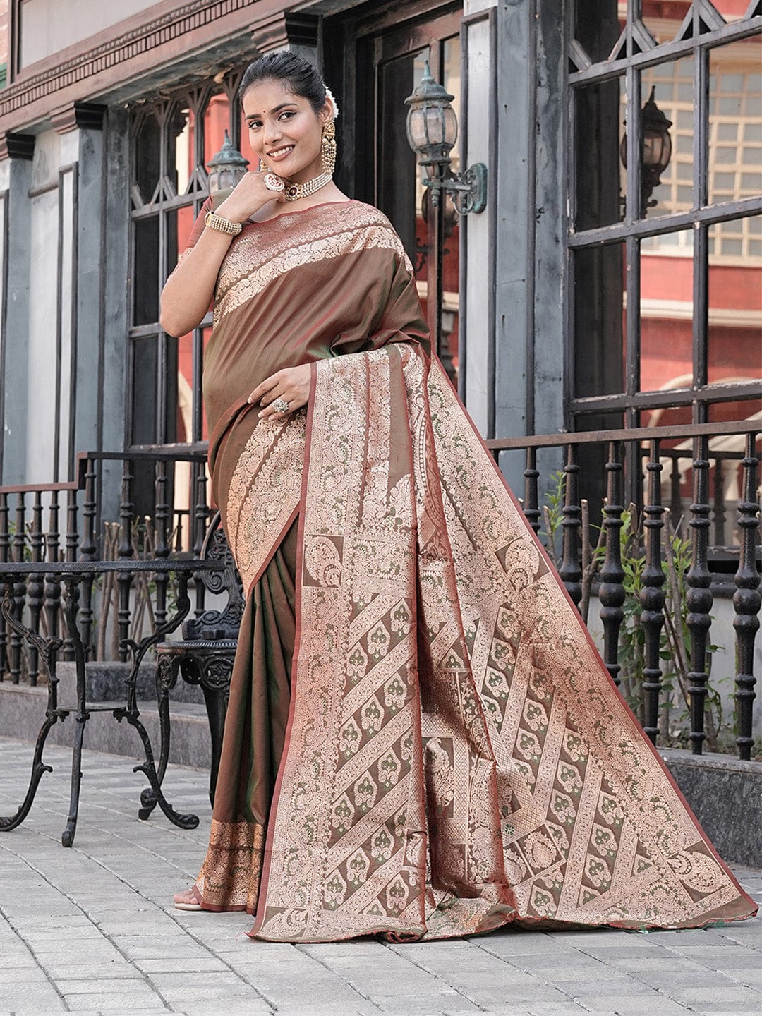 Varanga Multi Cotton Blend Banarasi Saree