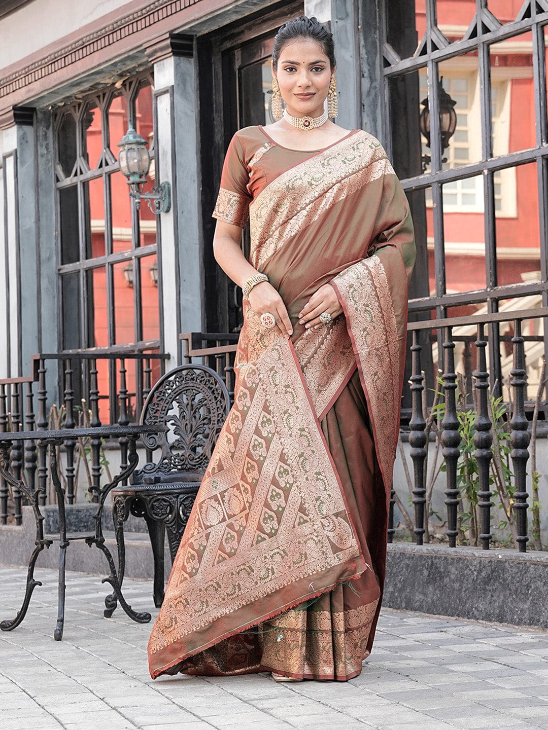 Varanga Multi Cotton Blend Banarasi Saree