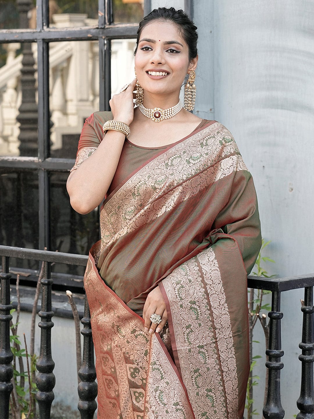 Varanga Multi Cotton Blend Banarasi Saree