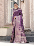 Varanga Purple Cotton Blend Banarasi Saree