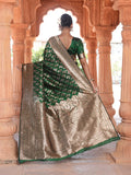 Varanga Green Cotton Blend Banarasi Saree
