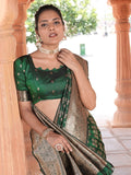 Varanga Green Cotton Blend Banarasi Saree