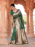 Varanga Green Cotton Blend Banarasi Saree
