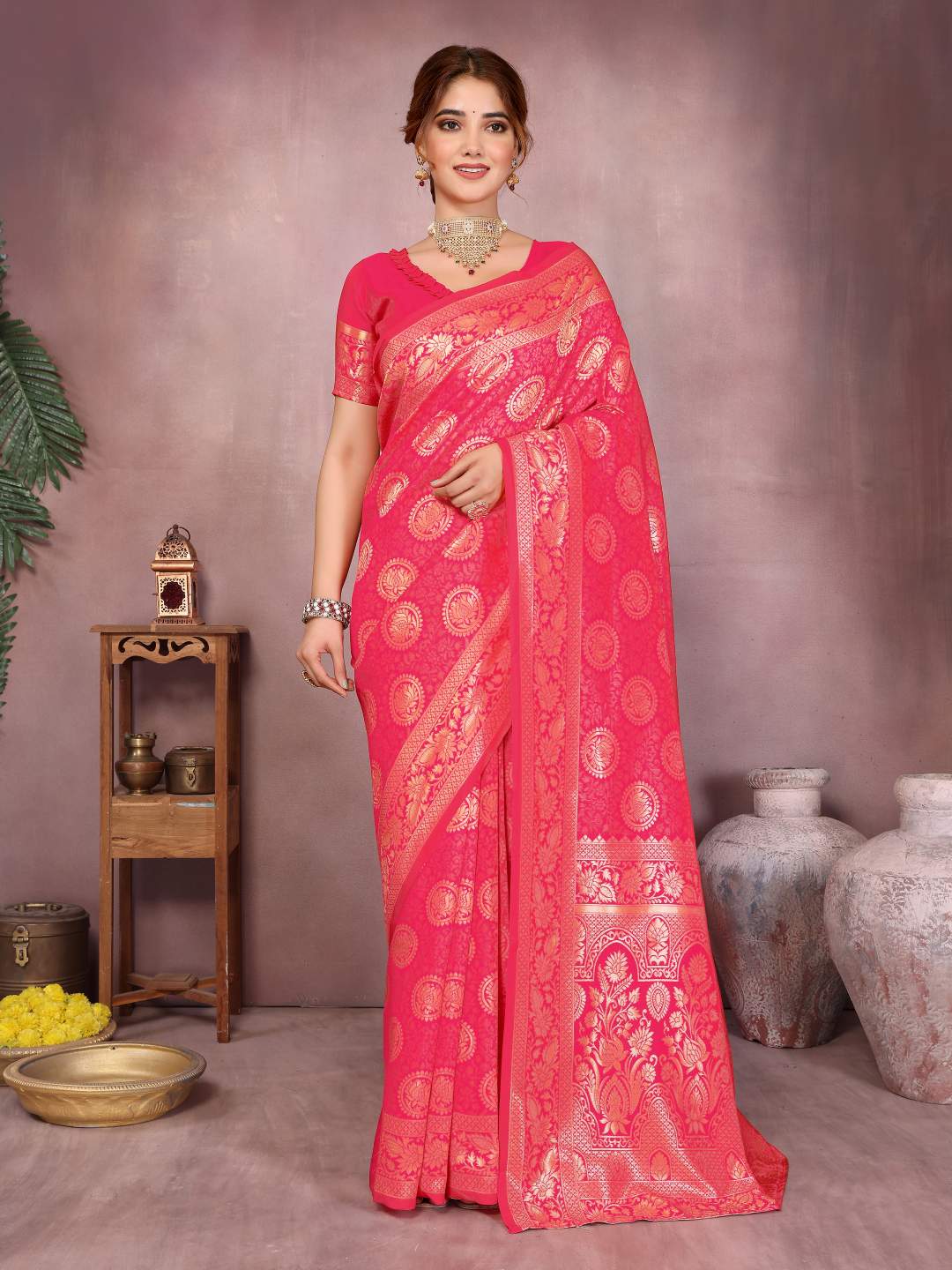 Varanga Women Banarasi Saree With Blouse Piece