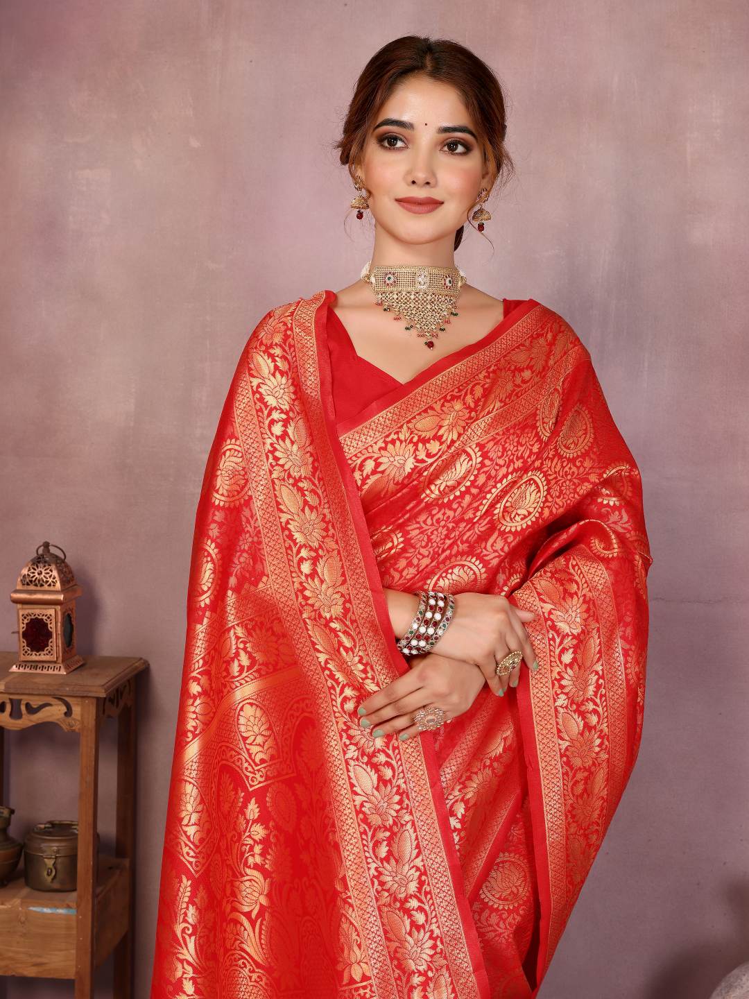 Varanga Women Banarasi Saree With Blouse Piece