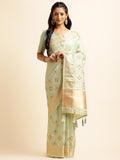 Ethnic Motifs Zari Woven Design Banarasi Saree