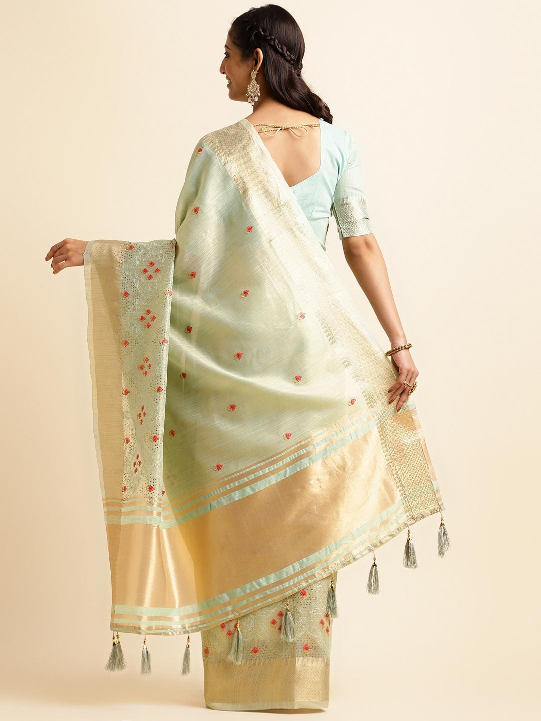Ethnic Motifs Zari Woven Design Banarasi Saree
