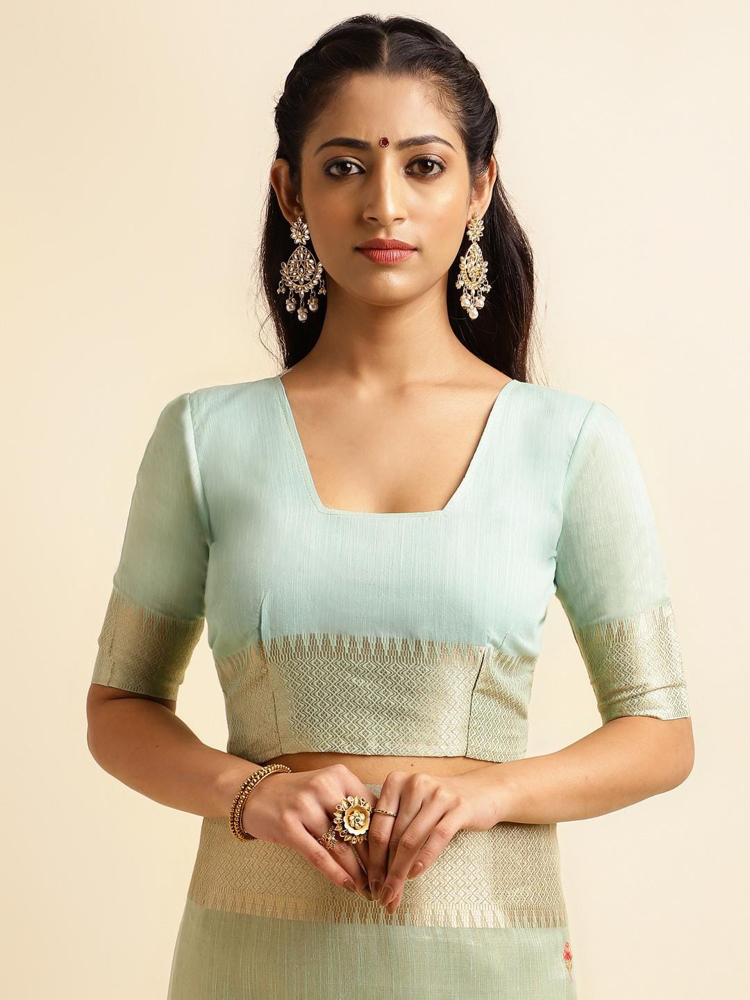 Ethnic Motifs Zari Woven Design Banarasi Saree