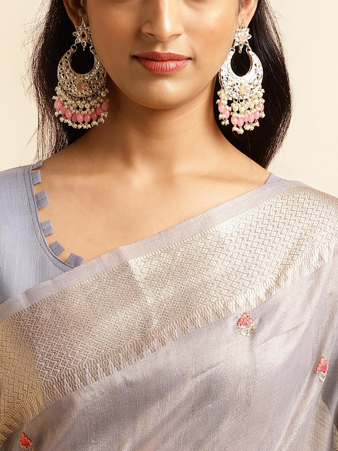 Ethnic Motifs Zari Woven Design Banarasi Saree