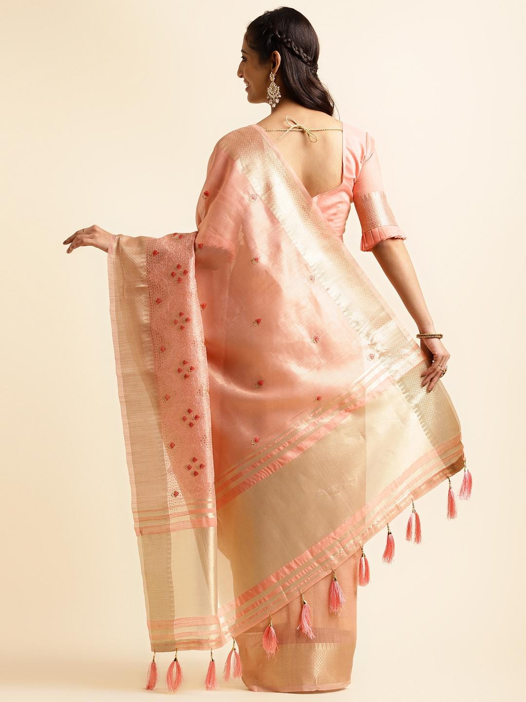Ethnic Motifs Zari Woven Design Banarasi Saree