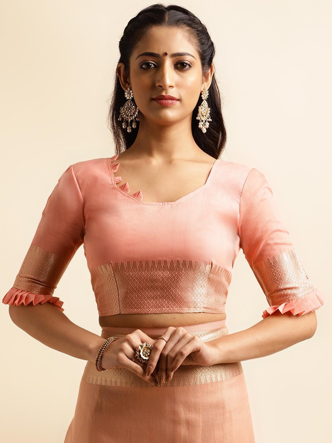 Ethnic Motifs Zari Woven Design Banarasi Saree