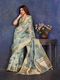 Ethnic Motifs Zari Woven Design Banarasi Saree