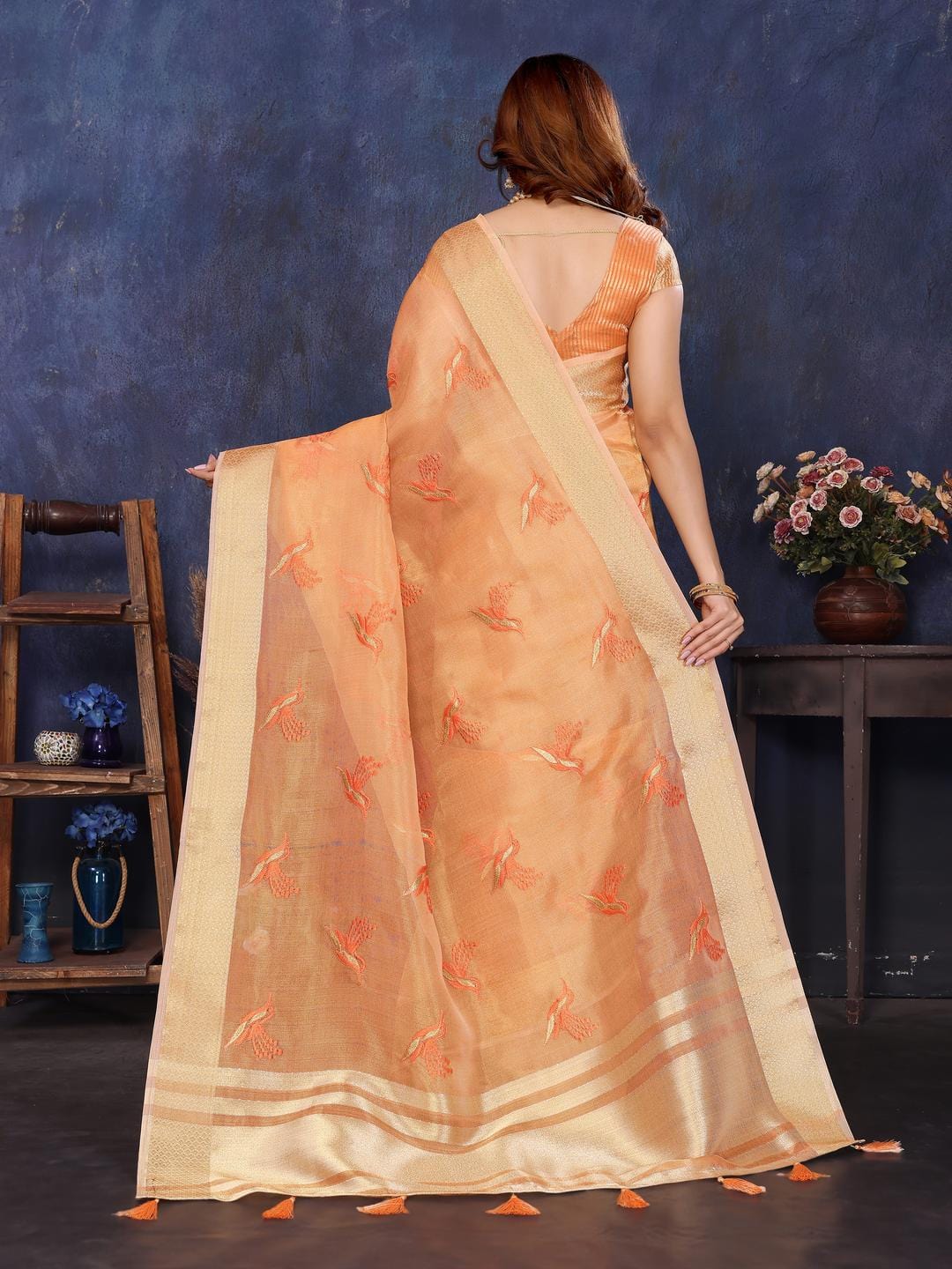 Ethnic Motifs Zari Woven Design Banarasi Saree