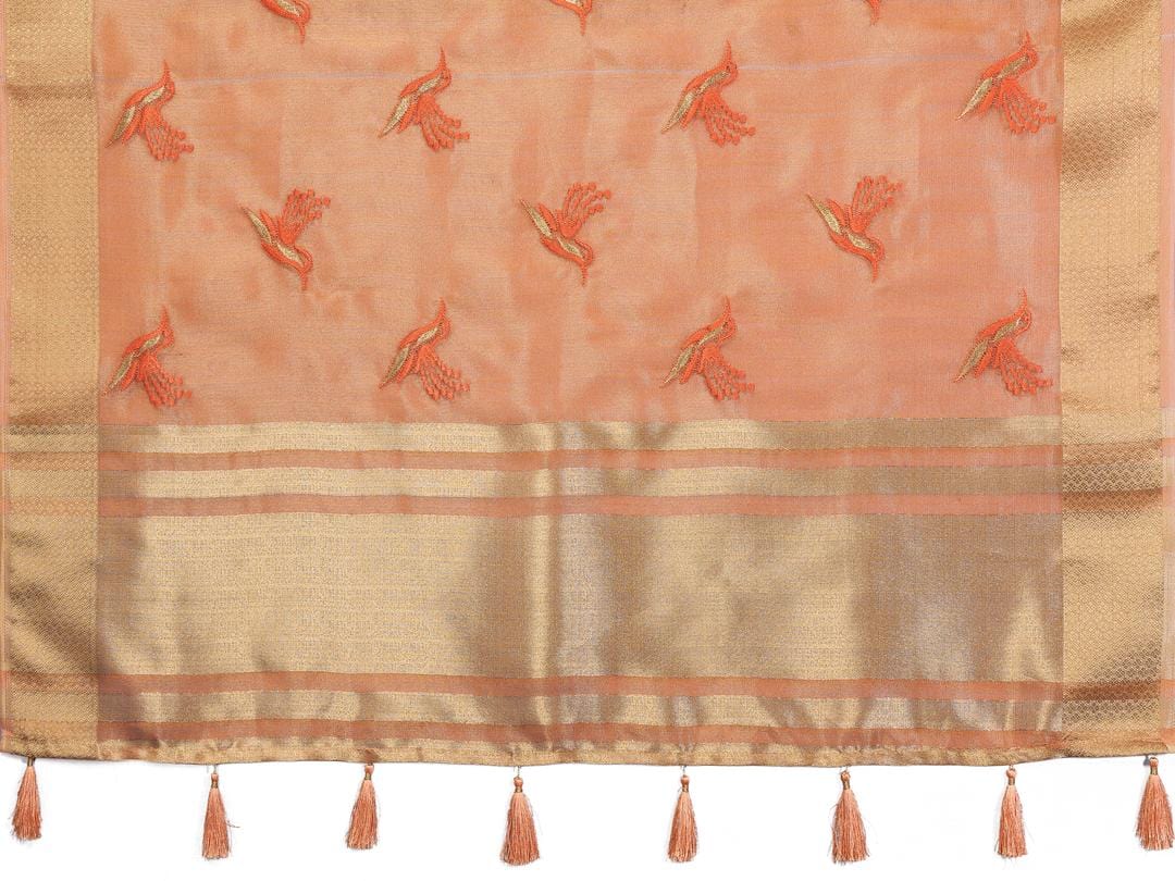 Ethnic Motifs Zari Woven Design Banarasi Saree