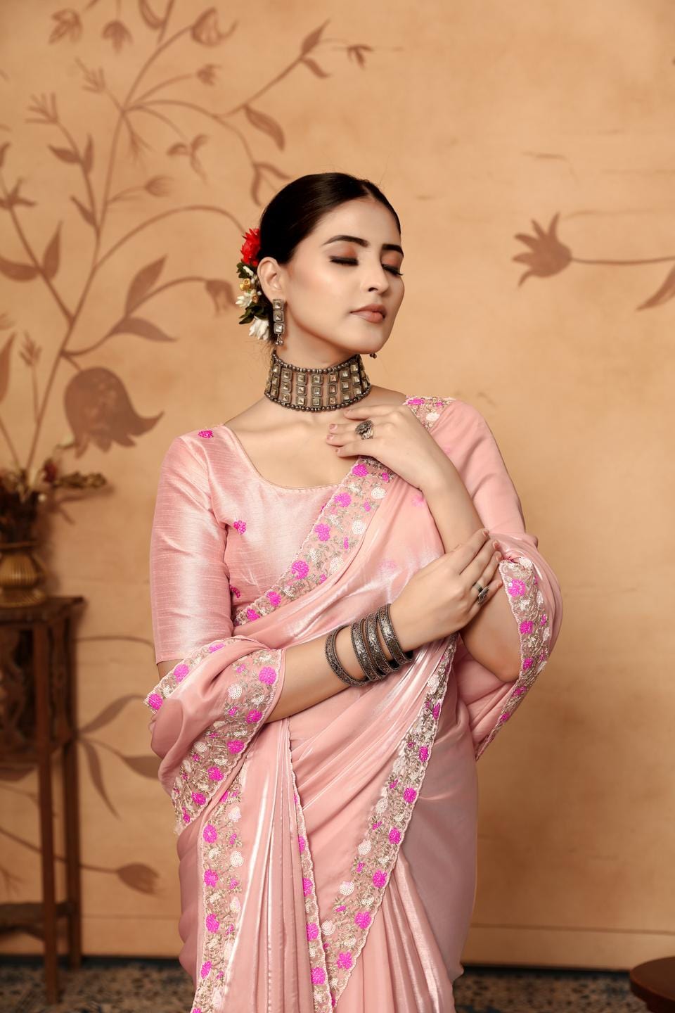 Ethnic Motifs Zari Woven Design Banarasi Saree