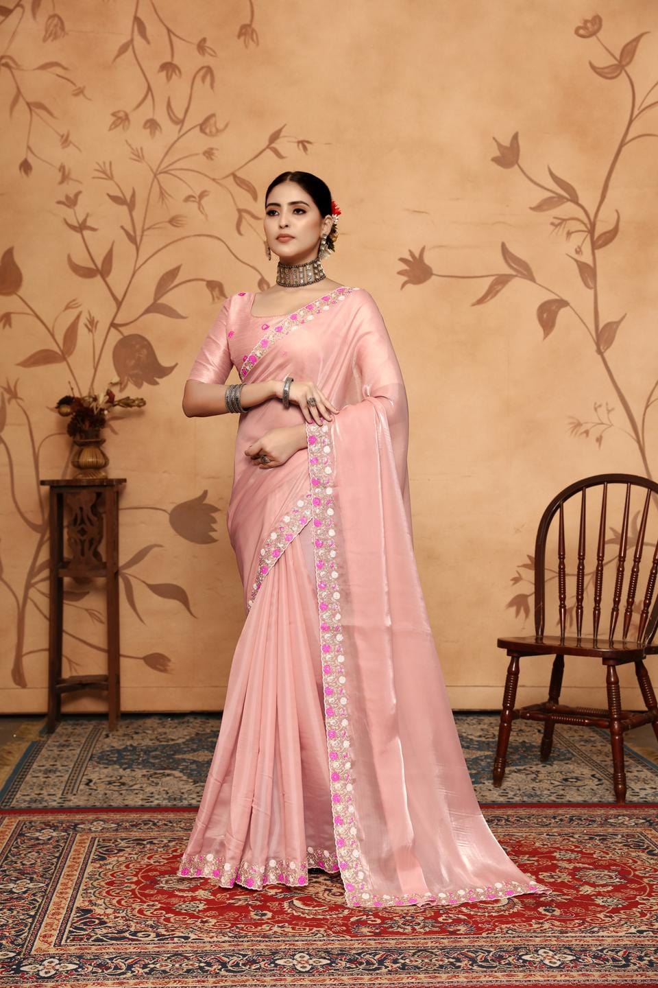 Ethnic Motifs Zari Woven Design Banarasi Saree