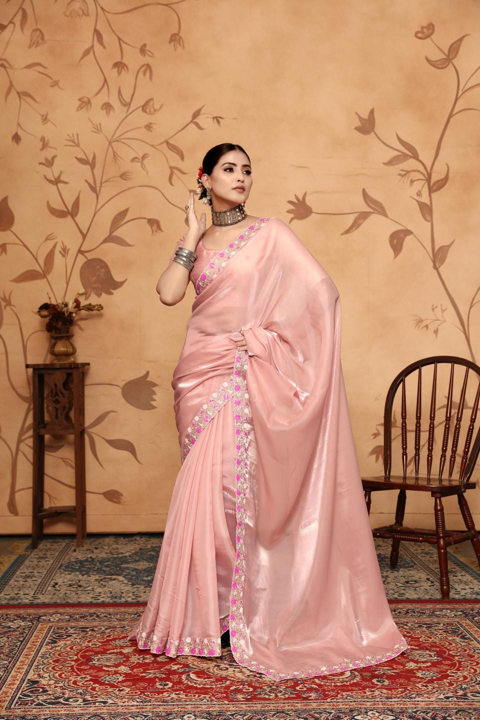 Ethnic Motifs Zari Woven Design Banarasi Saree