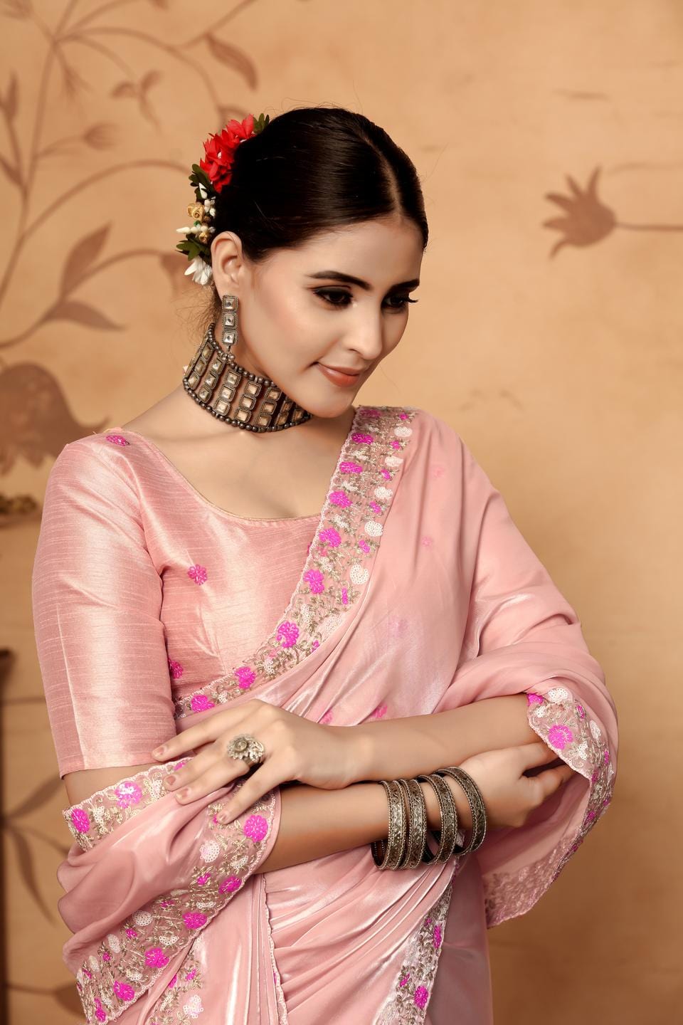 Ethnic Motifs Zari Woven Design Banarasi Saree