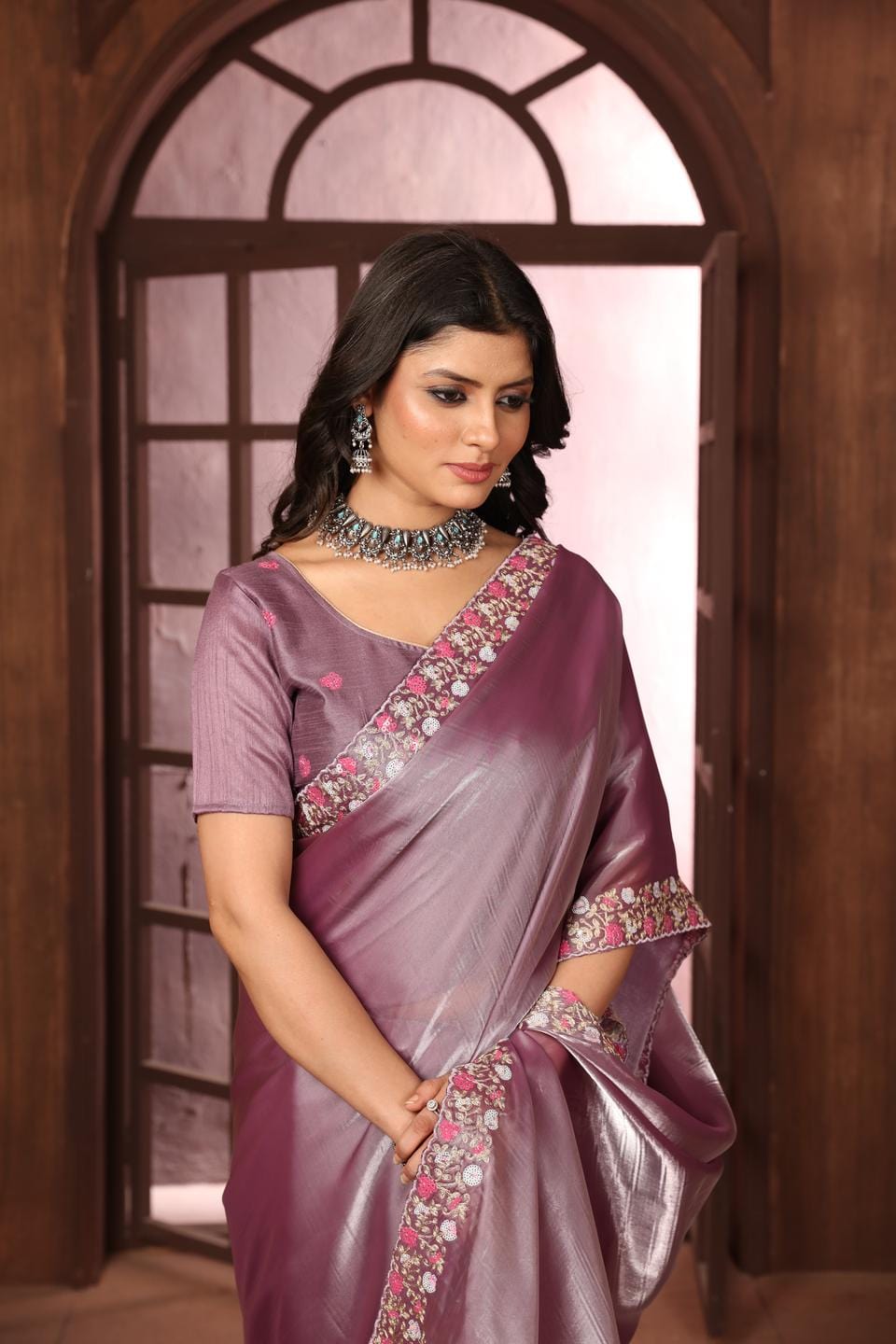 Ethnic Motifs Zari Woven Design Banarasi Saree